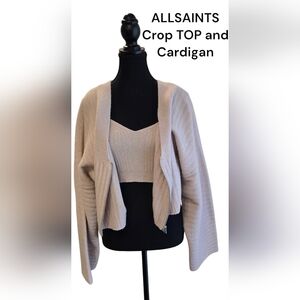 ALLSAINTS ENYA CARDIGAN AND CROP TOP SET IN WHISPER PINK